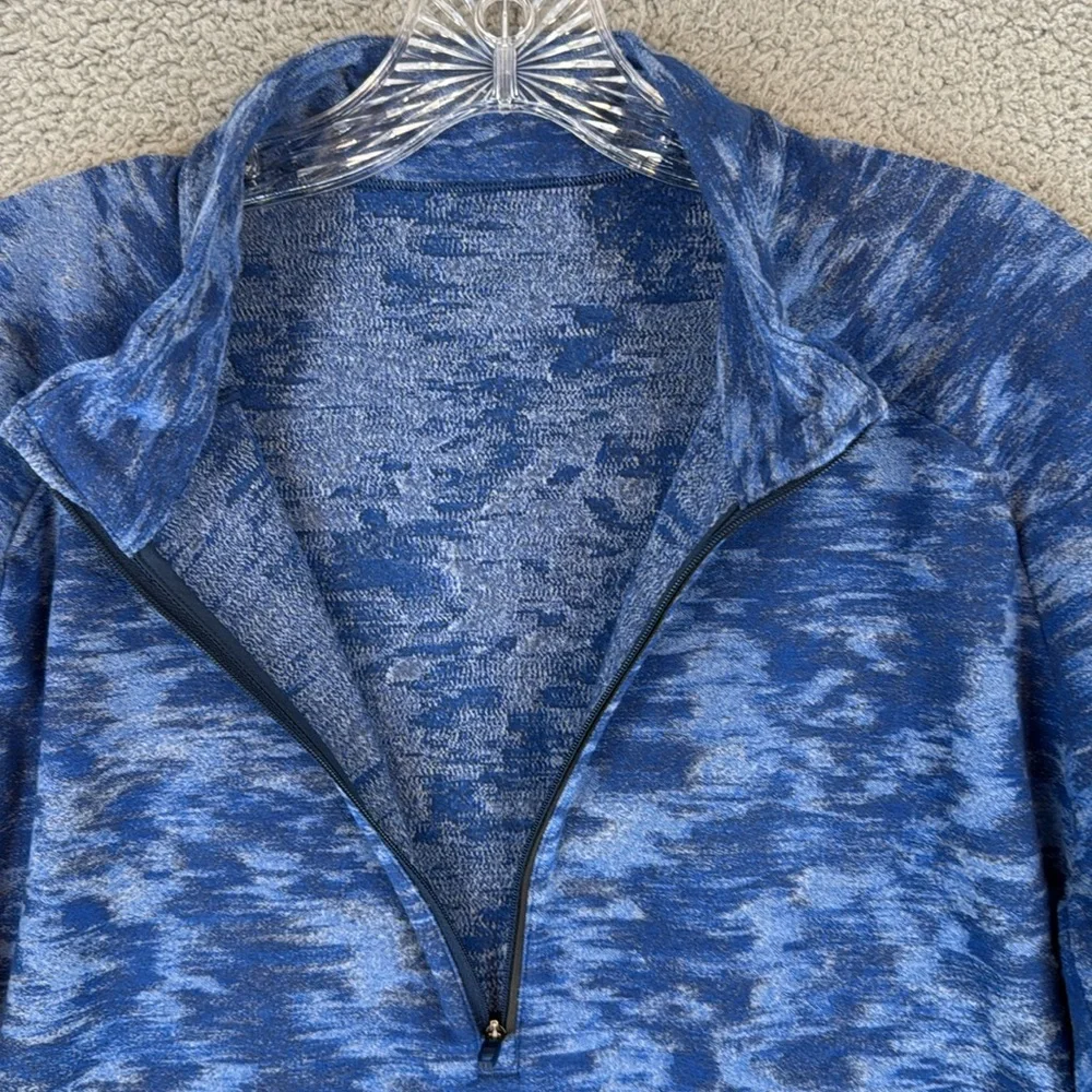 Lululemon Blue camouflage quarter zip mens XXL Pullover fleece shirt thumb holes - Picture 9 of 15
